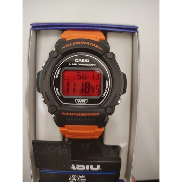 Custom Casio Illuminator Blood Orange Dial Mod Quartz Watch Orange Rubber Strap - Picture 1 of 7